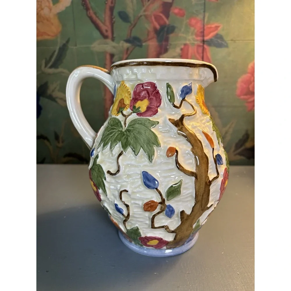 Vintage H.J. Wood Ltd England Indian Tree Pitcher Cottagecore Grandmillennial 8